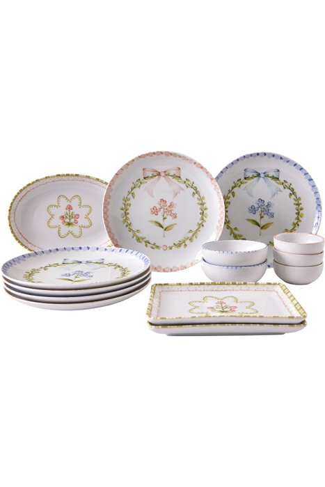 Hermia Juego de desayuno de 14 piezas en porcelana azul